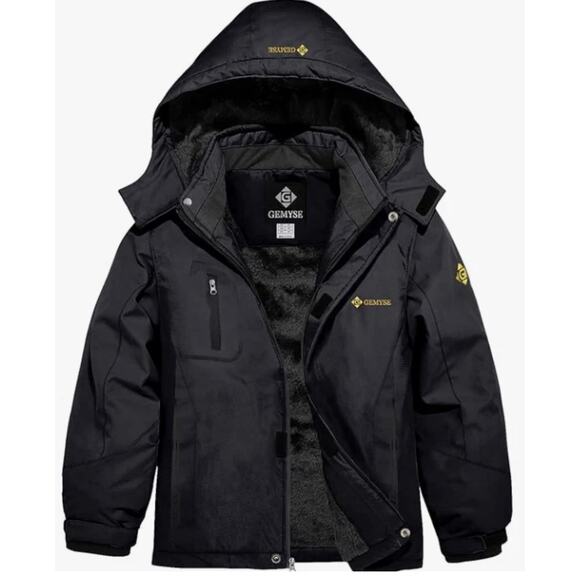 GEMYSE Boy's Waterproof Ski Snow Jacket Fleece Windproof Winter Jacket Hood 8 - Picture 1 of 5